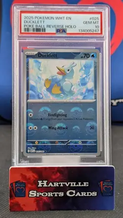 Pokemon Card WHT EN Ducklett 025/086 Poke Ball Reverse Holo PSA 10 - Image 1
