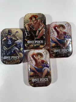 Set of 4 Sealed One Piece Card Game Mini Tin Lot Vol. 2 OP-13 Luffy Tin Full Set - Image 1