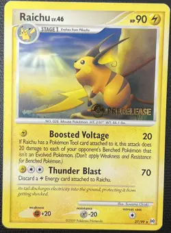 Raichu 27/99 Prerelease Promo Arceus Rare Pokemon Card LP - Image 1