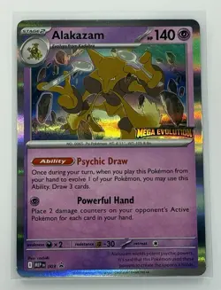 Pokemon Alakazam 009 Me: Mega Evolution Promo Holo Stage 2 Psychic HP 140 Card - Image 1