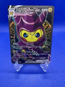 Pokemon TCG Dark Magician Pikachu VCOS Cosplay Custom Full Art Holographic Card - Image 1
