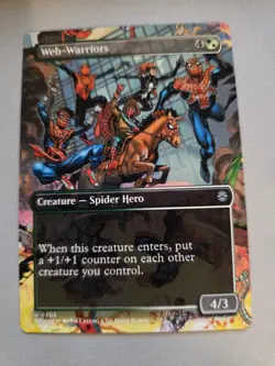 Borderless WEB-WARRIORS mtg NM-M Spider-Man Unc SCENE - Image 1