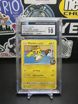 CGC 10 GEM MINT Pikachu on the Ball 001/005 Futsal Soccer PROMO Pokemon Card - Image 1