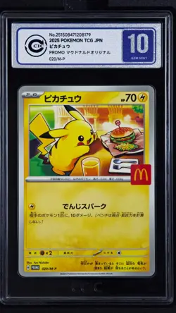 CCIC 10 Gem Mint Pikachu 2025 McDonald's Promo 020/M-P Pokemon Japanese - Image 1
