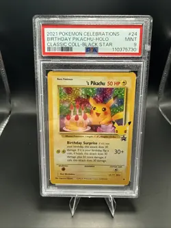 Pokemon Celebrations Birthday Pikachu #24 Holo Classic Collection PSA 9 - Image 1