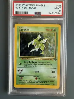 1999 Pokemon Jungle Scyther Holo #10, PSA 9 (Mint) RARE! - Image 1