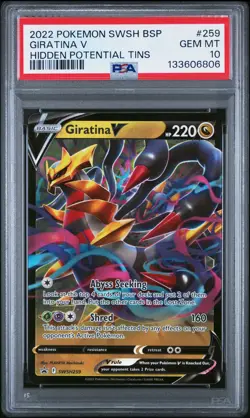 2022 POKEMON SWSH BLACK STAR PROMO HIDDEN POTENTIAL TINS #259 GIRATINA V PSA 10 - Image 1