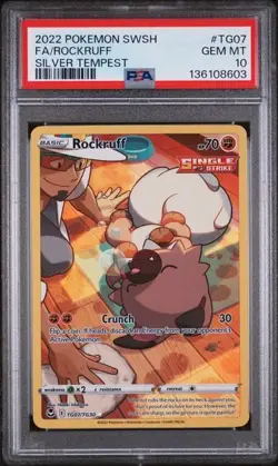 2022 Pokemon Full Art Rockruff Silver Tempest TG07/TG30 PSA Gem Mint 10 ENG - Image 1