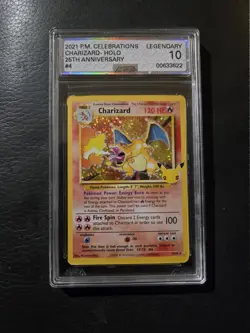 2021 Pokemon Celebrations Charizard Holo 25th Anniversary AGS Legendary 10 POP 2 - Image 1