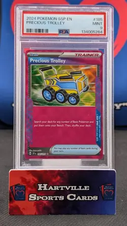 2024 POKEMON SSP EN-SURGING SPARKS #185 PRECIOUS TROLLEY PSA 9 - Image 1