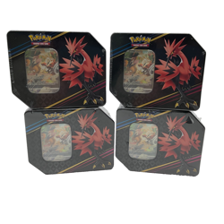 Lot of (4) Pokemon TCG Crown Zenith Galarian Zapdos Tin Sealed 20 Total Packs - Image 1