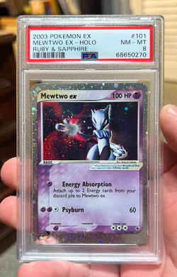 2003 POKEMON EX RUBY & SAPPHIRE #101 Mewtwo EX-HOLO PSA 8 SWIRL - Image 1