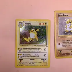 Vtg Pokemon Lot-3, Pikachu Spark Basic 50 HP, Sandshrew 62/102, & Raichu 16/130 - Image 4
