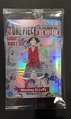 One Piece US Voyage Monkey.D.Luffy Rutgers Basketball Promo Card Holo SEALED ! - Image 1