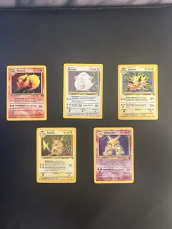 Lot Of 5 Vintage Unlimited Base Set Holo Pokemon Cards - Image 1