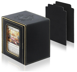 MTG Commander Deck Box Magnetic Card Case 100+ w Dividers Window Black Yellow - Image 1