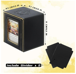 MTG Commander Deck Box Magnetic Card Case 100+ w Dividers Window Black Yellow - Image 3