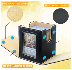 MTG Commander Deck Box Magnetic Card Case 100+ w Dividers Window Black Yellow - Image 5