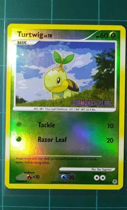 Pokemon Card Diamond & Pearl 103 Turtwig Stamped Reverse Holo Common 2007 LP - Image 1