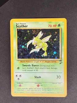 #6 Scyther 17/130 Base Set 2 2000 Holo Rare SWIRL WOTC Pokemon Card TCG LP - Image 1