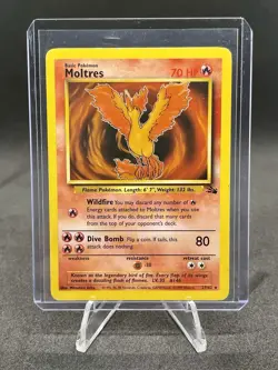 1999 Pokemon TCG Fossil Moltres Card 27/62 Unlimited Non-Holo Rare - Image 1