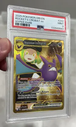 2025 POKEMON DRI EN-DESTINED RIVALS HYPER RARE TEAM ROCKET'S CROBAT EX PSA 9 - Image 1