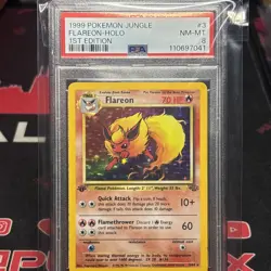 1999 POKEMON JUNGLE 1ST EDITION #3 FLAREON - HOLO PSA 8 - Image 1