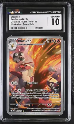 CGC 10 Blaziken 192/182 Illustration Rare Holo Destined Rivals Pokemon 2025 - Image 1