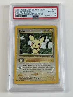 Pichu 35 Black Star Promo Reverse Holo WOTC Pokemon 2001 PSA 8 - Image 1