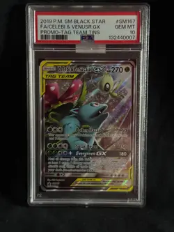 PSA 10 Celebi & Venusaur GX #SM167 2019 SM Black Star Promo Pokemon TCG - Image 1