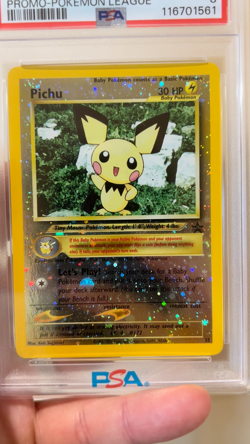 2001 POKEMON PROMO BLACK STAR POKE LEAGUE #35 PICHU-REVERSE FOIL PSA 8 NM-MT✨ - Image 2
