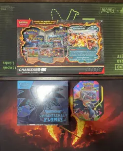 Sealed Pokemon Lot Phantasmal Flames ETB Charizard EX Tin Special Collection New - Image 1