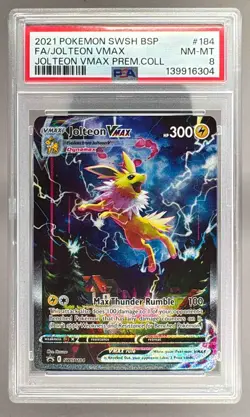 6304 Jolteon VMAX 2021 Pokemon Sword Shield Black Star Promo #SWSH184 PSA 8 - Image 1