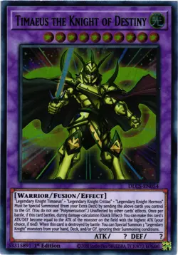 Yugioh Timaeus the Knight of Destiny (Green) DLCS-EN054 Ultra Rare 1st Ed NM - Image 1