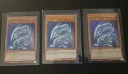 3x Blue-Eyes White Dragon LCKC-EN001 Ultra Rare Playset NM SDK ART YUGIOH! - Image 1
