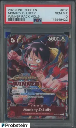 2023 One Piece EN Winner Pack Vol.5 #012 Monkey D. Luffy PSA 10 GEM MINT - Image 1
