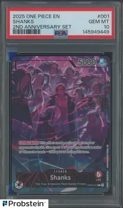 2025 One Piece EN 2nd Anniversary Set #001 Shanks PSA 10 GEM MINT - Image 1