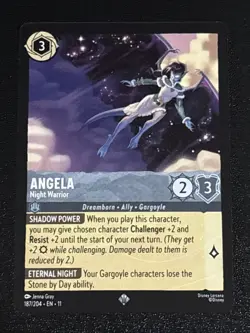Disney Lorcana Winterspell Angela - Night Warrior 187/204 NM Super Rare - Image 1