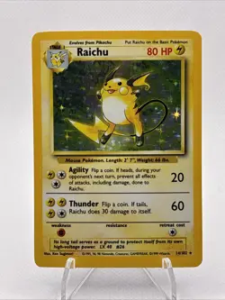 Pokemon TCG Raichu Base Set Holo Rare Card 14/102 Vintage LP - Image 1