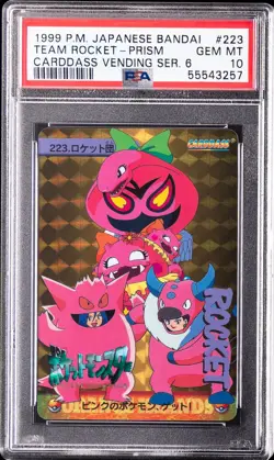 1999 POKEMON JPN BANDAI CARDDASS VENDING SER 6 #223 TEAM ROCKET-PRISM PSA 10 - Image 1