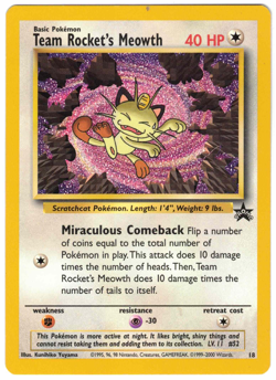Team Rocket's Meowth 18 Black Star Promo Regular Rare Vintage Pokemon Card - Image 1