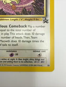 Team Rocket's Meowth 18 Black Star Promo Regular Rare Vintage Pokemon Card - Image 5