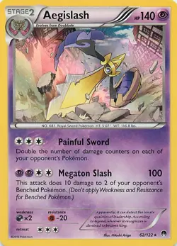 POKEMON TCG: Rare Holo Aegislash 62/122 XY BreakPoint Pokemon Card - NM - Image 1
