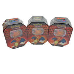 Lot of (3) Pokemon TCG Hidden Fates Charizard GX Tin Sealed 12 Total Packs - Image 1