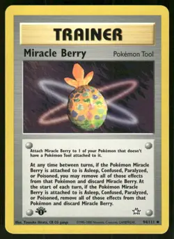 Pokemon Tcg Neo Genesis WOTC NM Regular Miracle Berry 1st Edition #94 - Image 1