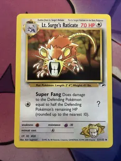 Lt. Surge's Raticate - 51/132 Gym Heroes - Pokemon TCG - 2000 Mp - Image 1
