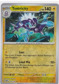 Toxtricity (Reverse Holo) 72/197 - Obsidian Flames Pokemon TCG - PACK FRESH MINT - Image 1