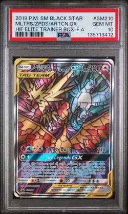 2019 POKEMON SM BLACK STAR PROMO FULL ART/MOLTRES & ZAPDOS & ARTICUNO GX PSA 10 - Image 1