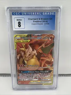 Charizard & Braixen GX 22/236 - CGC 8 - Cosmic Eclipse - Pokemon Card - Image 1