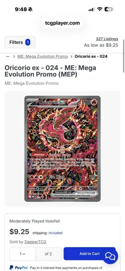Pokemon Oricorio ex 024 Me: Mega Evolution Promo Holo EX TCG Card - Image 2